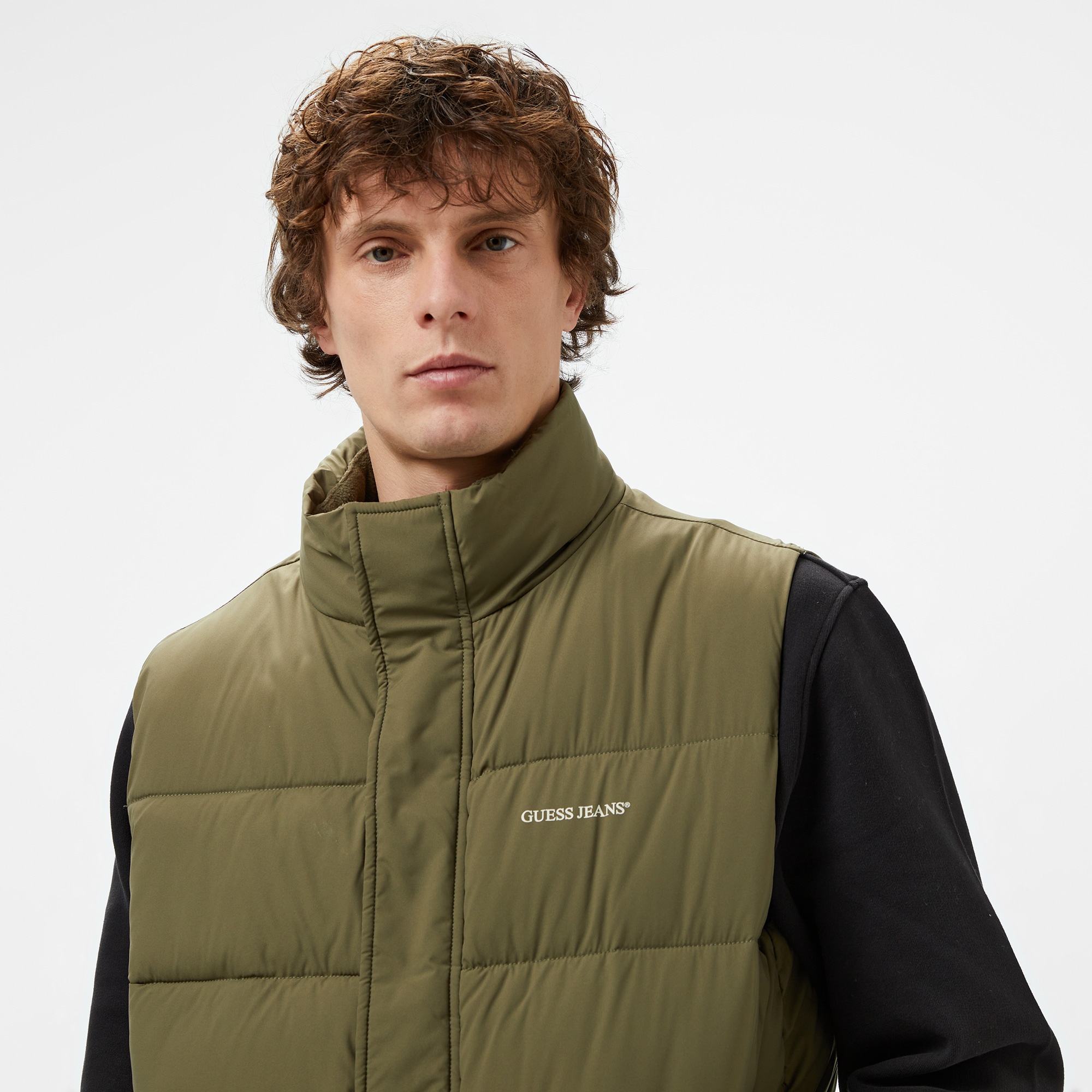 Guess ReLenght Vest Coated Light Poly Erkek Haki Yelek