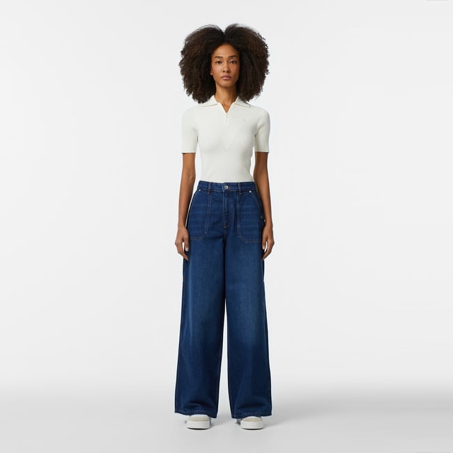  Kadın Wide Fit Mavi Jean Pantolon