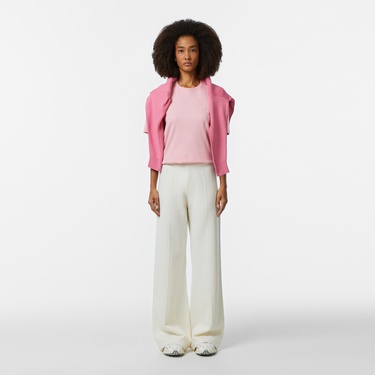  Lacoste Kadın Relaxed Fit Bisiklet Yaka Pembe T-Shirt