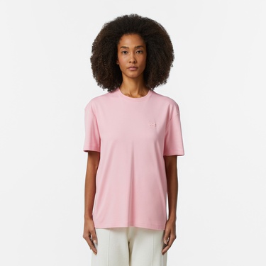  Lacoste Kadın Relaxed Fit Bisiklet Yaka Pembe T-Shirt