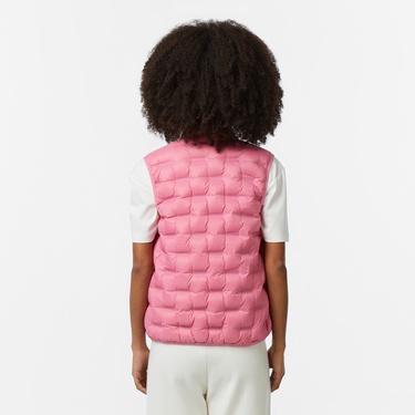  Lacoste Kadın Kapitone Regular Fit Kapüşonlu Pembe Yelek