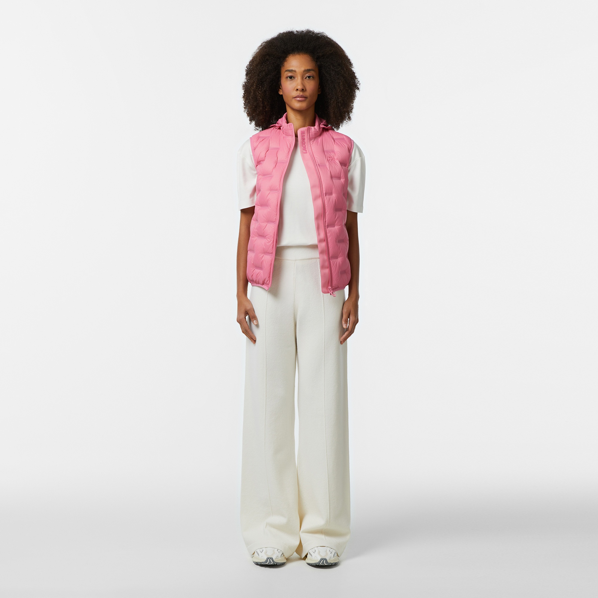 Lacoste Kadın Kapitone Regular Fit Kapüşonlu Pembe Yelek