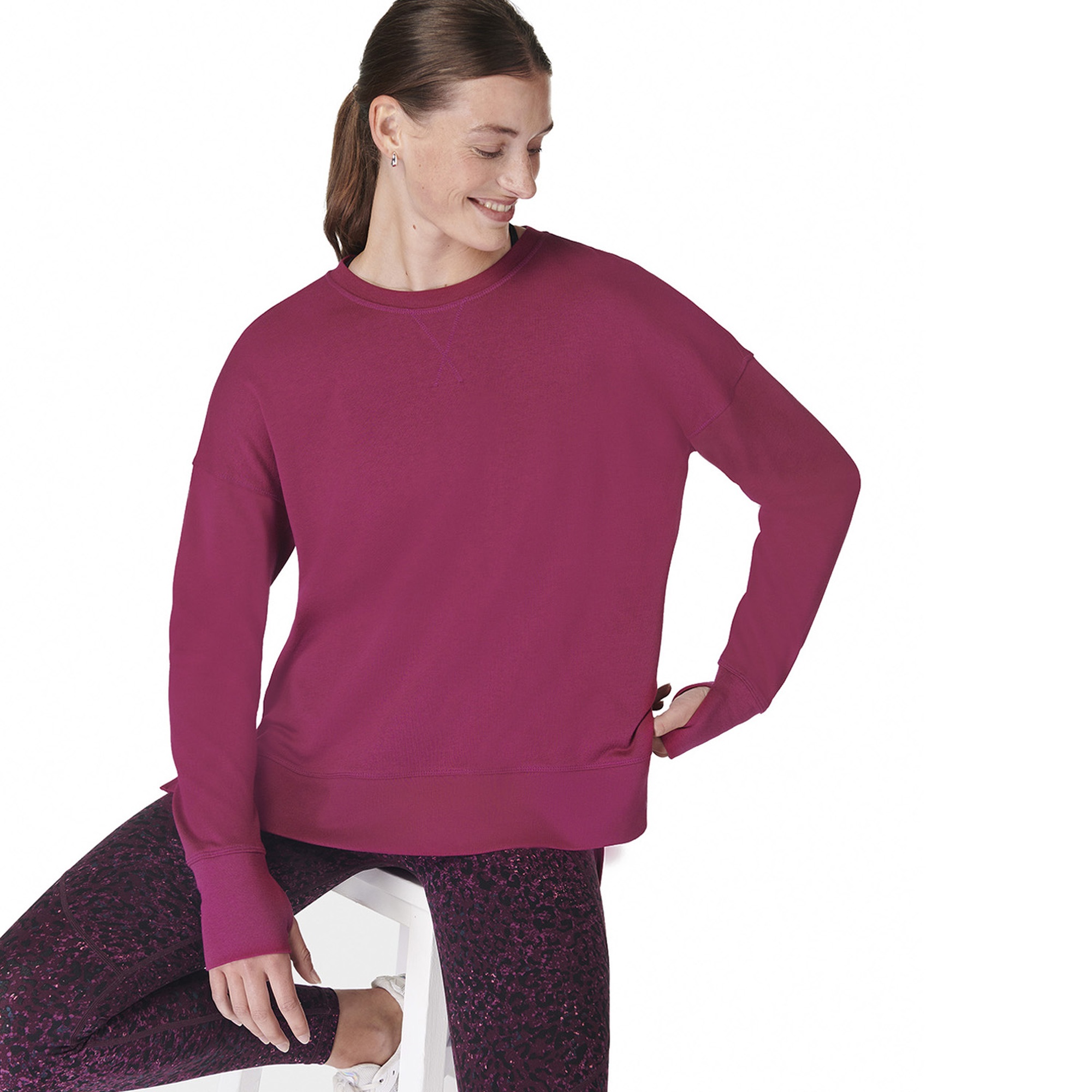 Sweaty Betty After Class Longline Sweatshir Kadın Kırmızı Sweatshirt