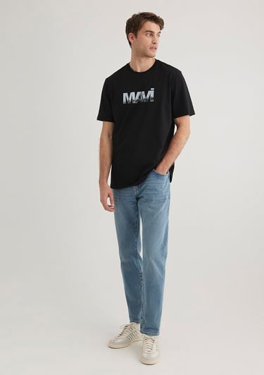  Mavi Mavi Logo Baskılı Siyah Tişört Regular Fit / Normal Kesim 0610948-900