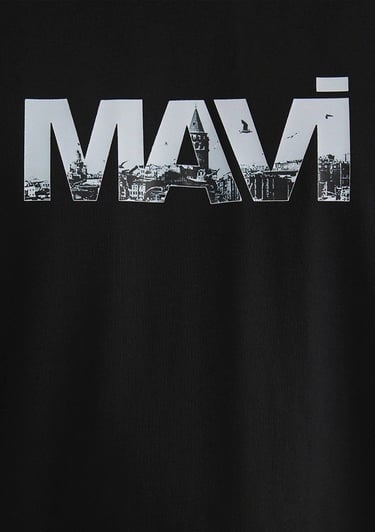  Mavi Mavi Logo Baskılı Siyah Tişört Regular Fit / Normal Kesim 0610948-900