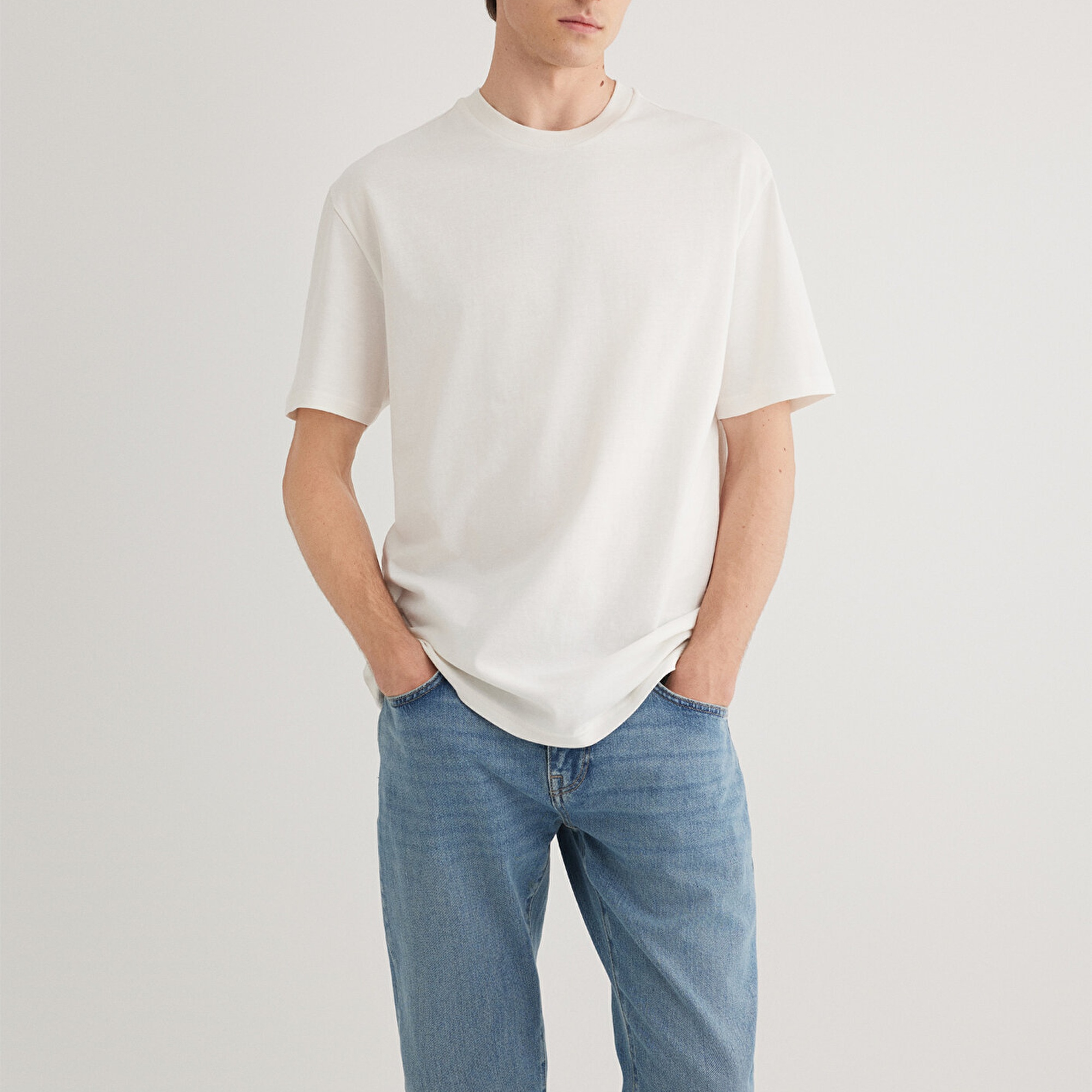 Mavi 3lü Erkek Basic Tişört Loose Fit / Bol Rahat Kesim 0612315-70057