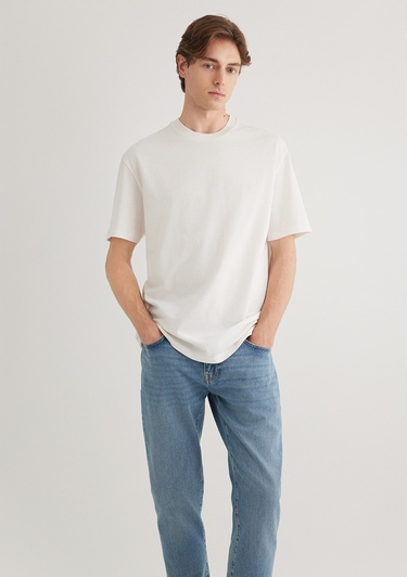  Mavi 3lü Erkek Basic Tişört Loose Fit / Bol Rahat Kesim 0612315-70057