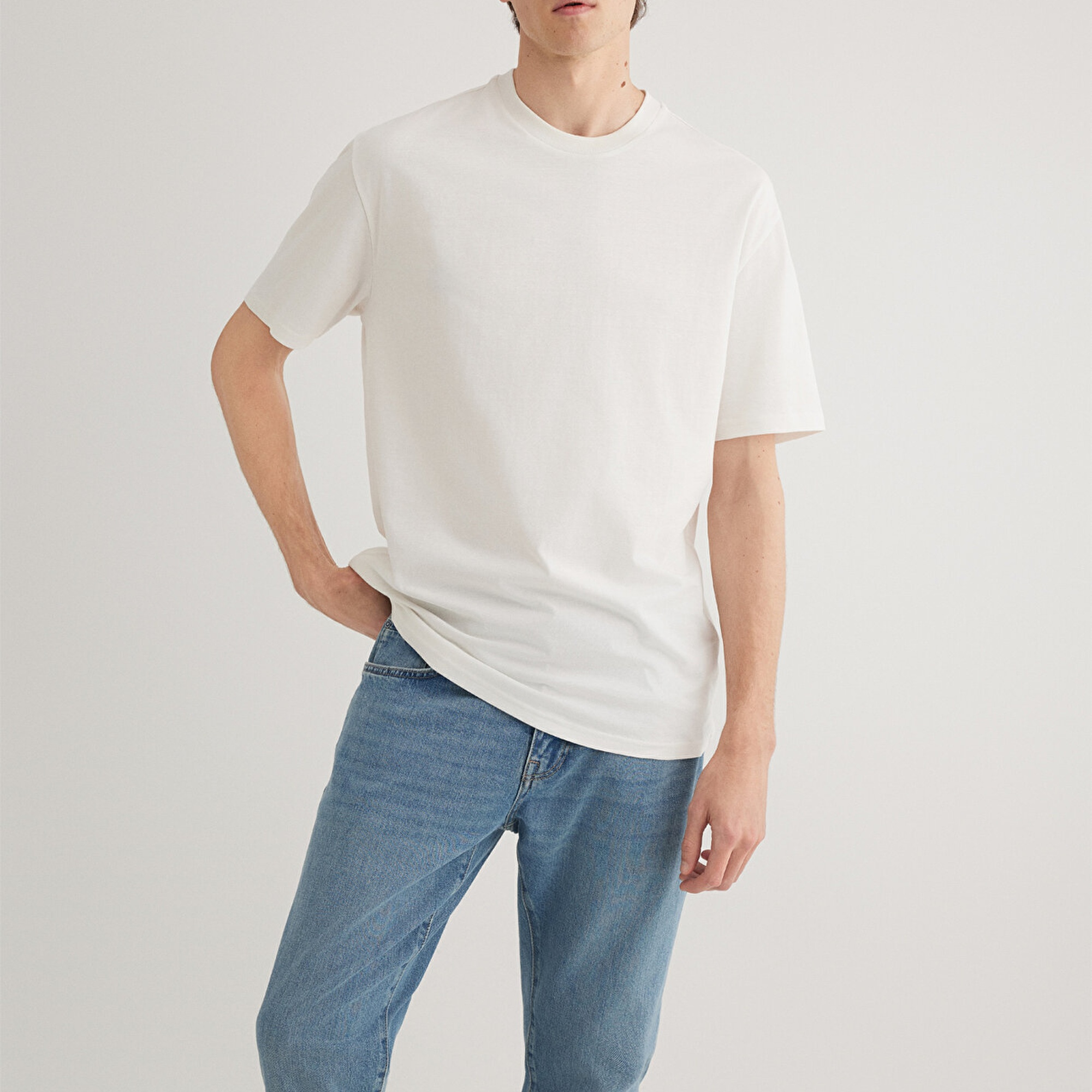 Mavi 3lü Erkek Basic Tişört Loose Fit / Bol Rahat Kesim 0612315-70057