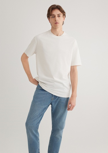  Mavi 3lü Erkek Basic Tişört Loose Fit / Bol Rahat Kesim 0612315-70057