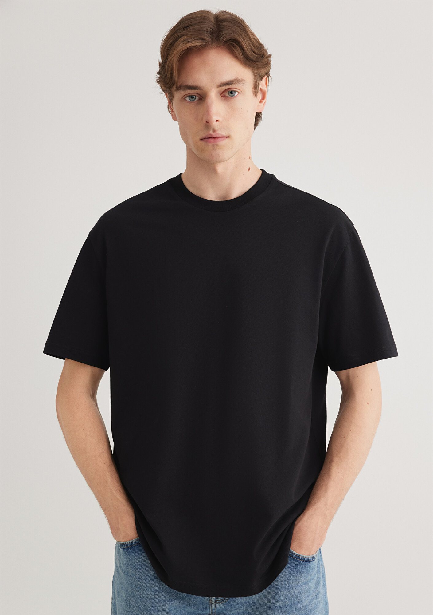  Mavi 3lü Erkek Basic Tişört Loose Fit / Bol Rahat Kesim 0612315-70057