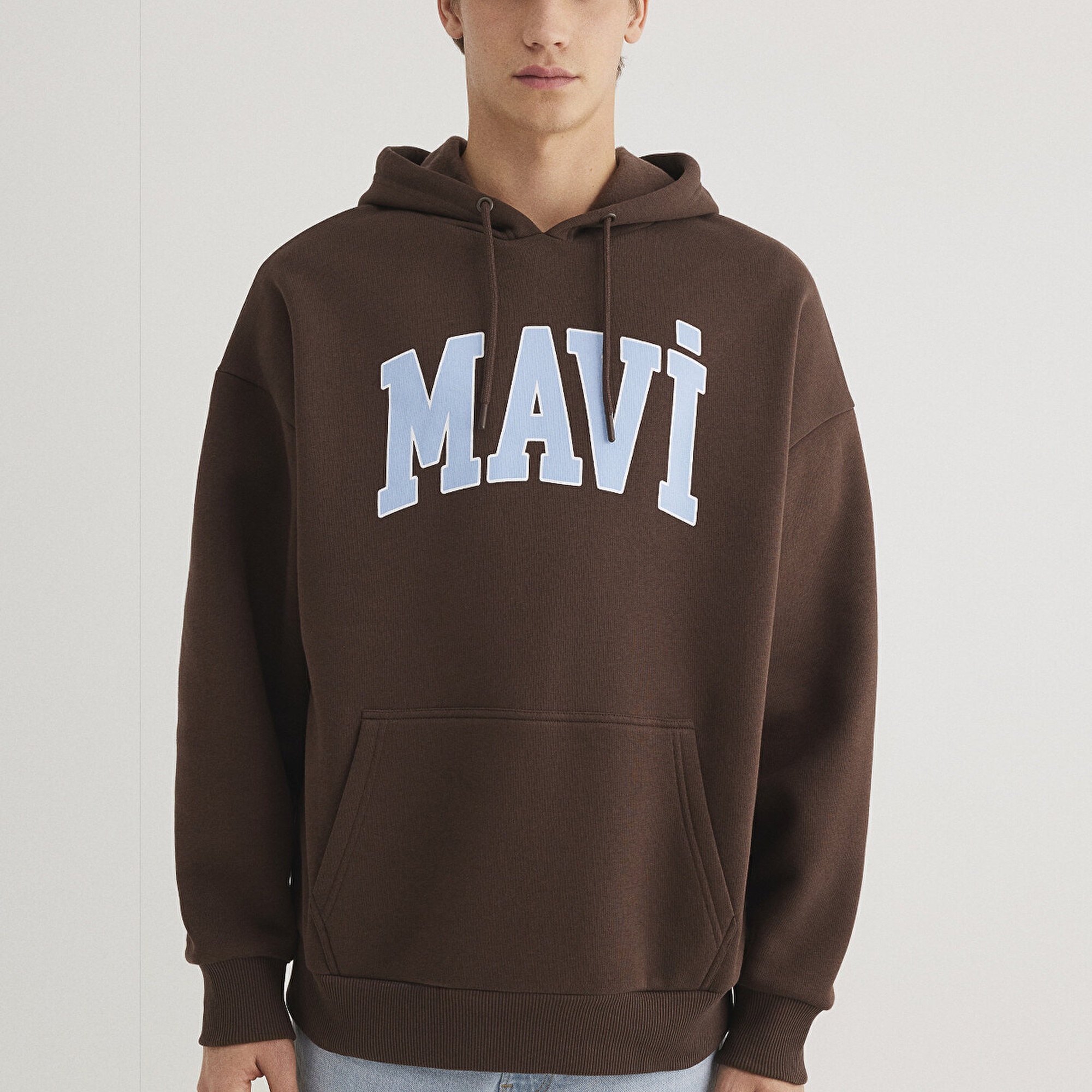 Mavi Mavi Logo Baskılı Kapüşonlu Kahverengi Sweatshirt 067149-88067