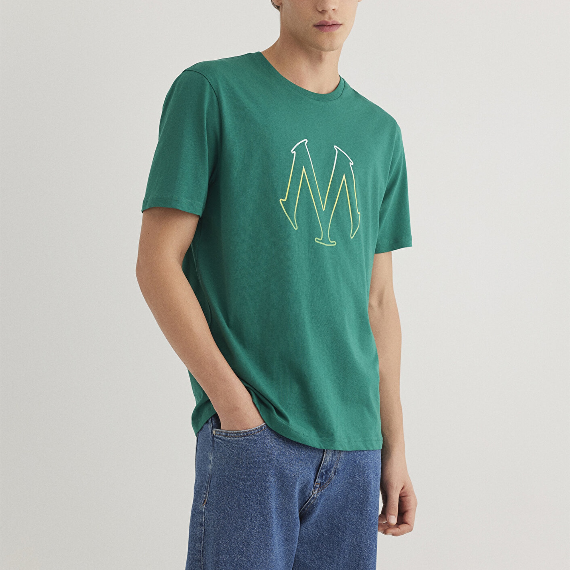 Mavi Mavi Logo Baskılı Yeşil Tişört Regular Fit / Normal Kesim 0610635-71916