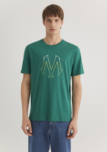  Mavi Mavi Logo Baskılı Yeşil Tişört Regular Fit / Normal Kesim 0610635-71916