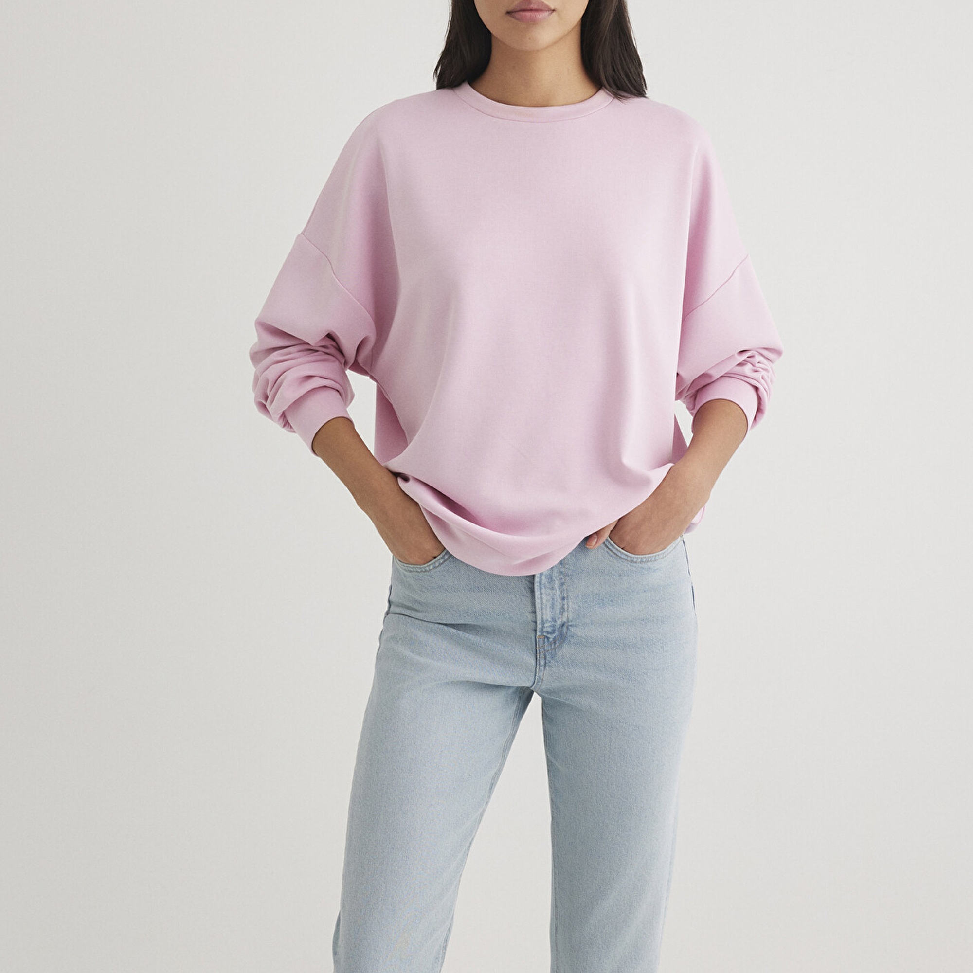 Mavi Bisiklet Yaka Pembe Sweatshirt 168837-71117