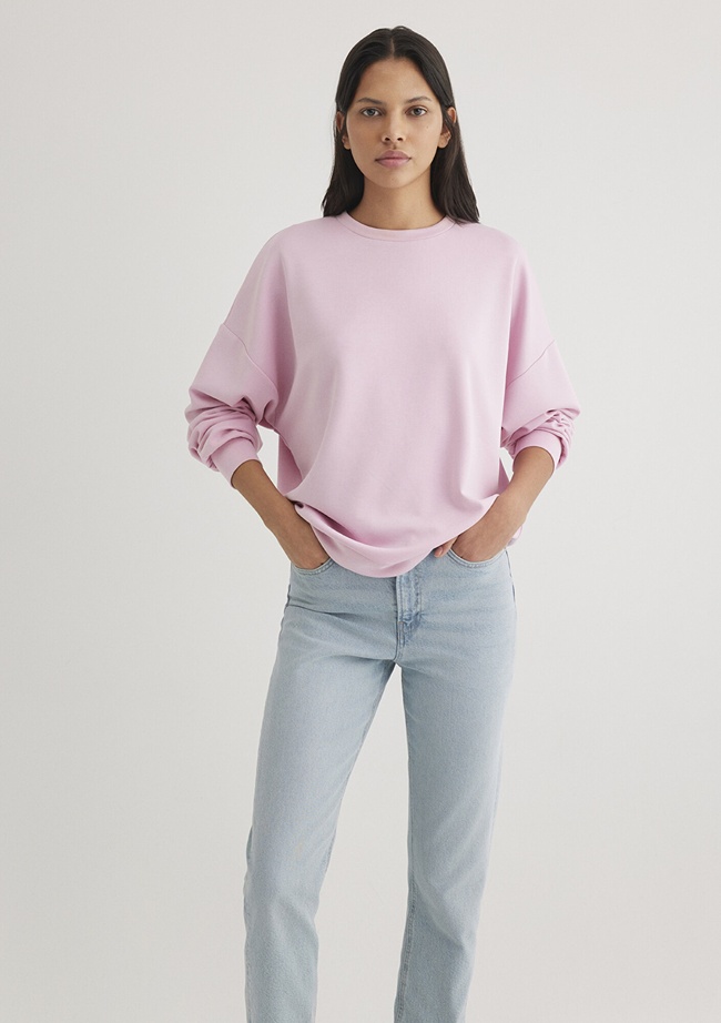  Mavi Bisiklet Yaka Pembe Sweatshirt 168837-71117