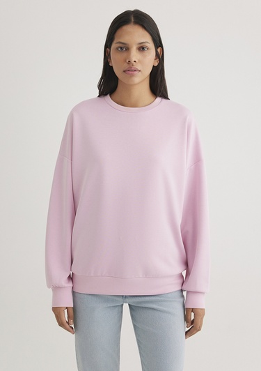  Mavi Bisiklet Yaka Pembe Sweatshirt 168837-71117