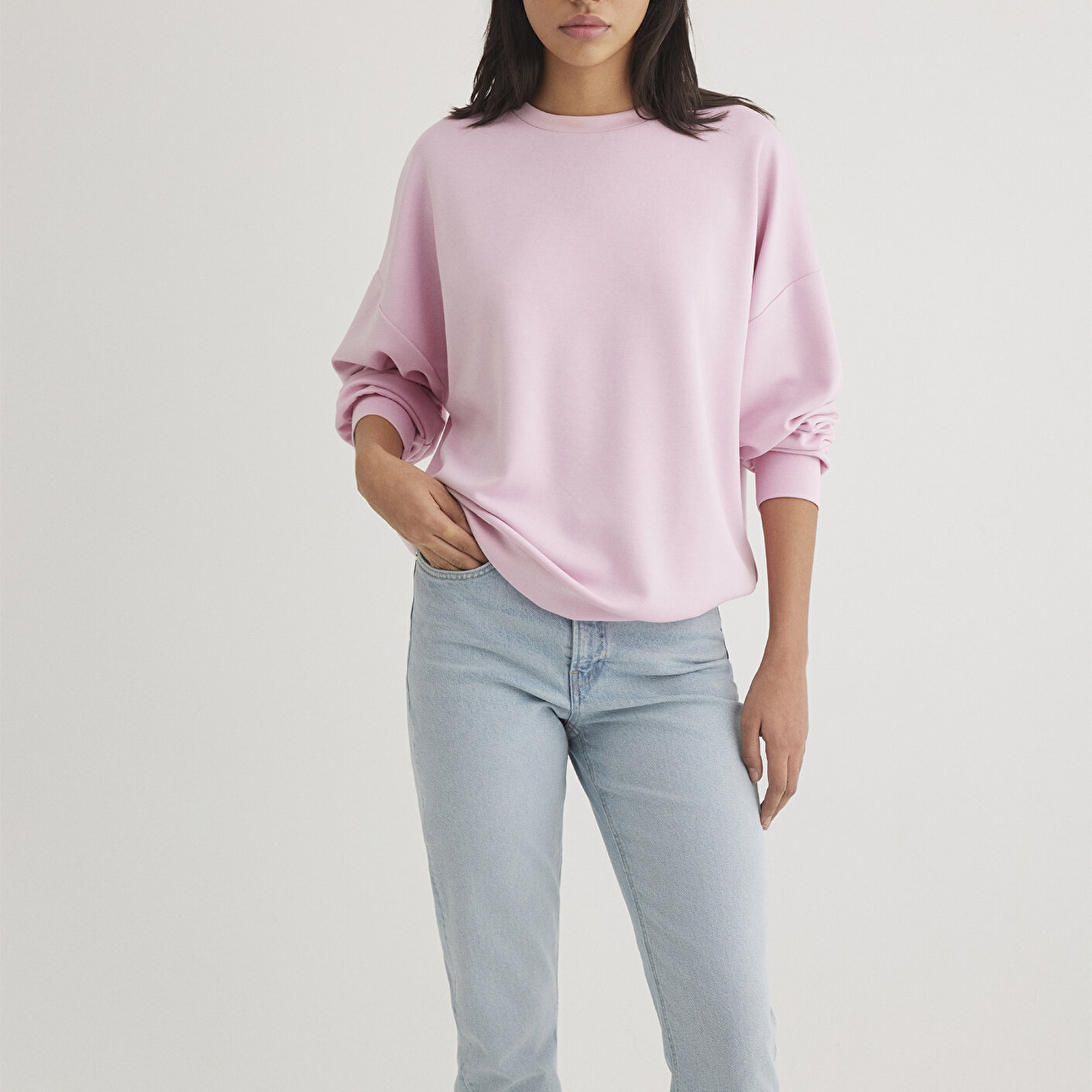 Mavi Bisiklet Yaka Pembe Sweatshirt 168837-71117