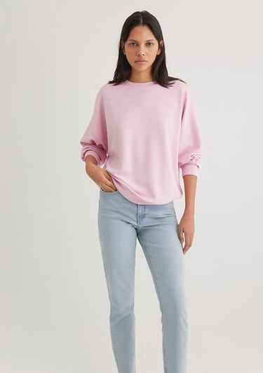  Mavi Bisiklet Yaka Pembe Sweatshirt 168837-71117
