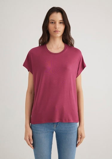  Mavi Bisiklet Yaka Pembe Tişört Regular Fit / Normal Kesim 1611649-70919