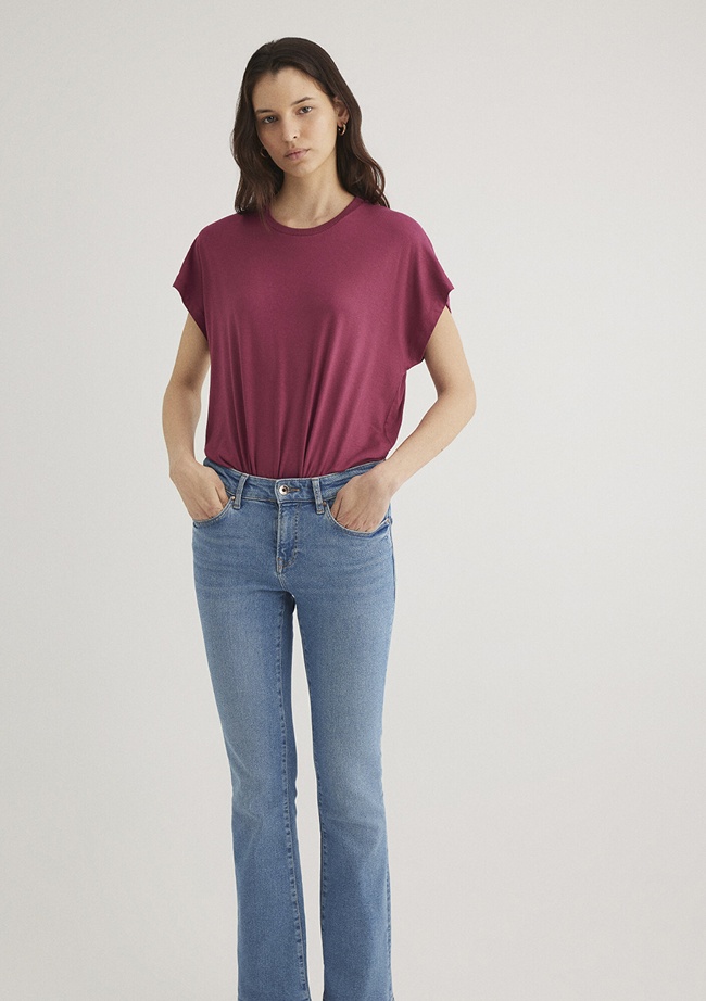  Mavi Bisiklet Yaka Pembe Tişört Regular Fit / Normal Kesim 1611649-70919