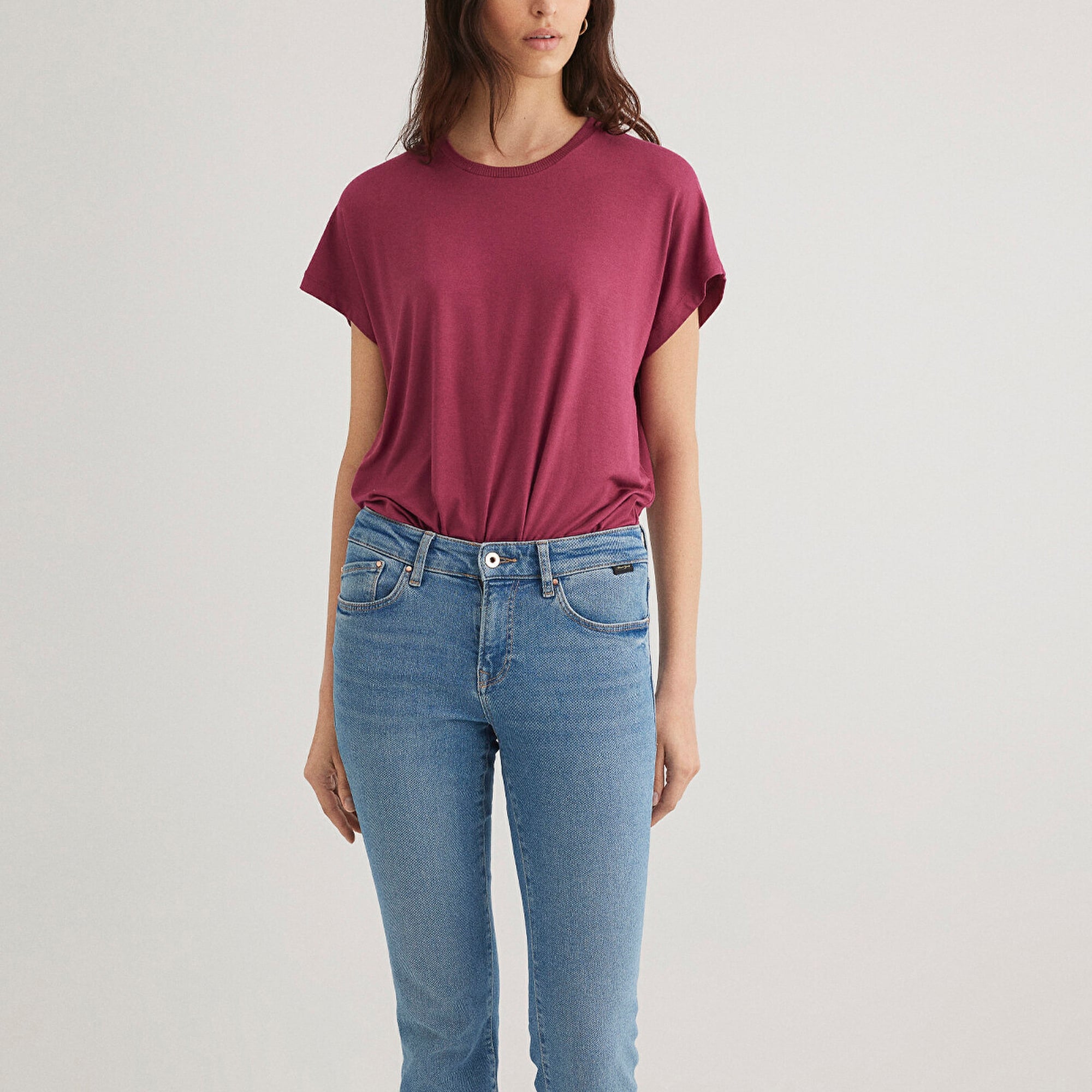 Mavi Bisiklet Yaka Pembe Tişört Regular Fit / Normal Kesim 1611649-70919