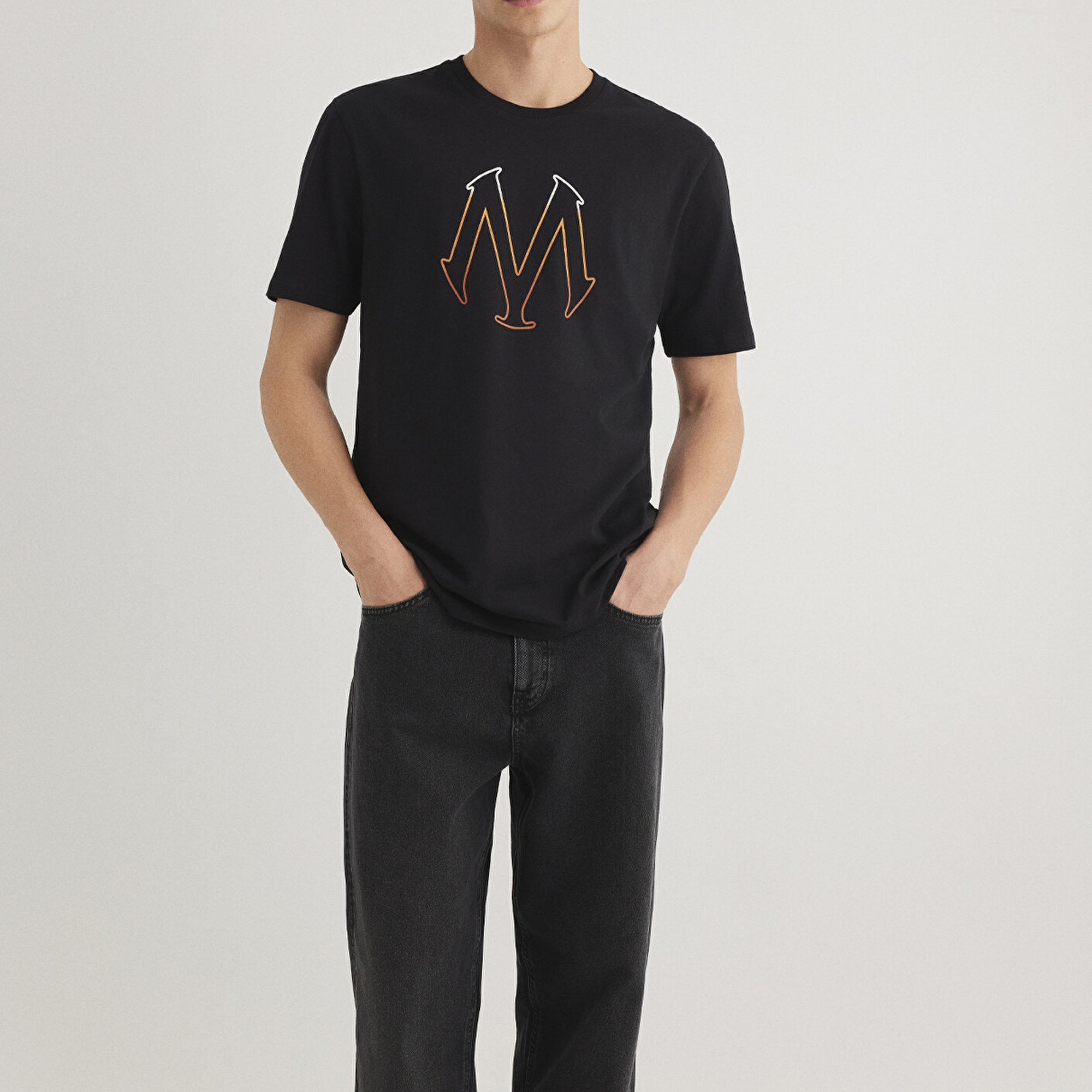 Mavi Mavi Logo Baskılı Siyah Tişört Regular Fit / Normal Kesim 0610635-900