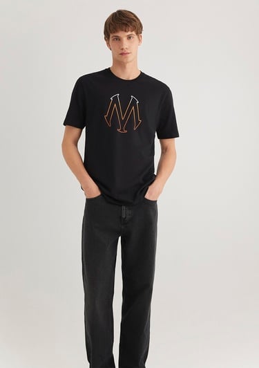  Mavi Mavi Logo Baskılı Siyah Tişört Regular Fit / Normal Kesim 0610635-900