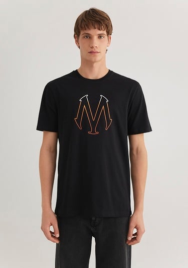  Mavi Mavi Logo Baskılı Siyah Tişört Regular Fit / Normal Kesim 0610635-900