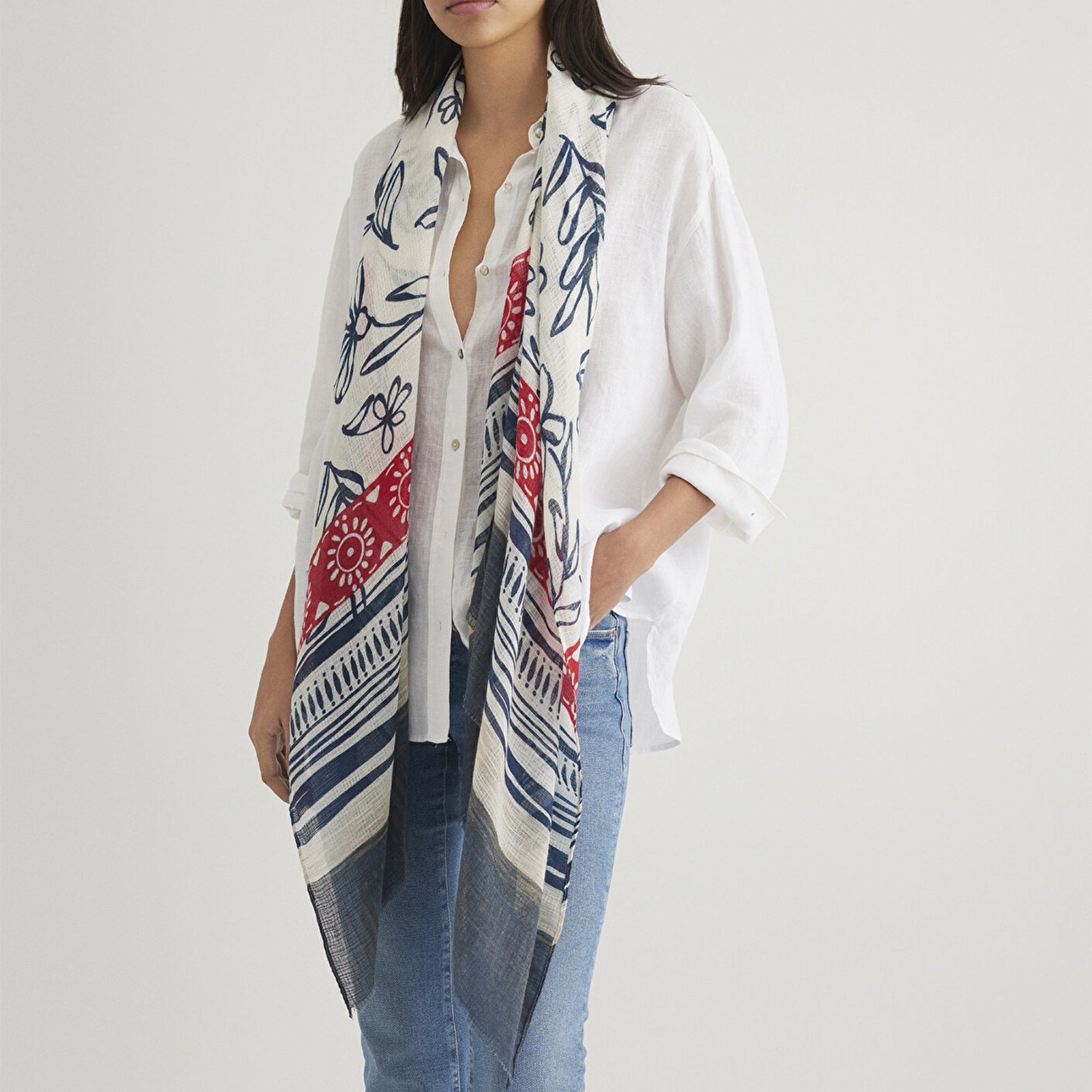 Mavi Ekru Şal 1912948-33004