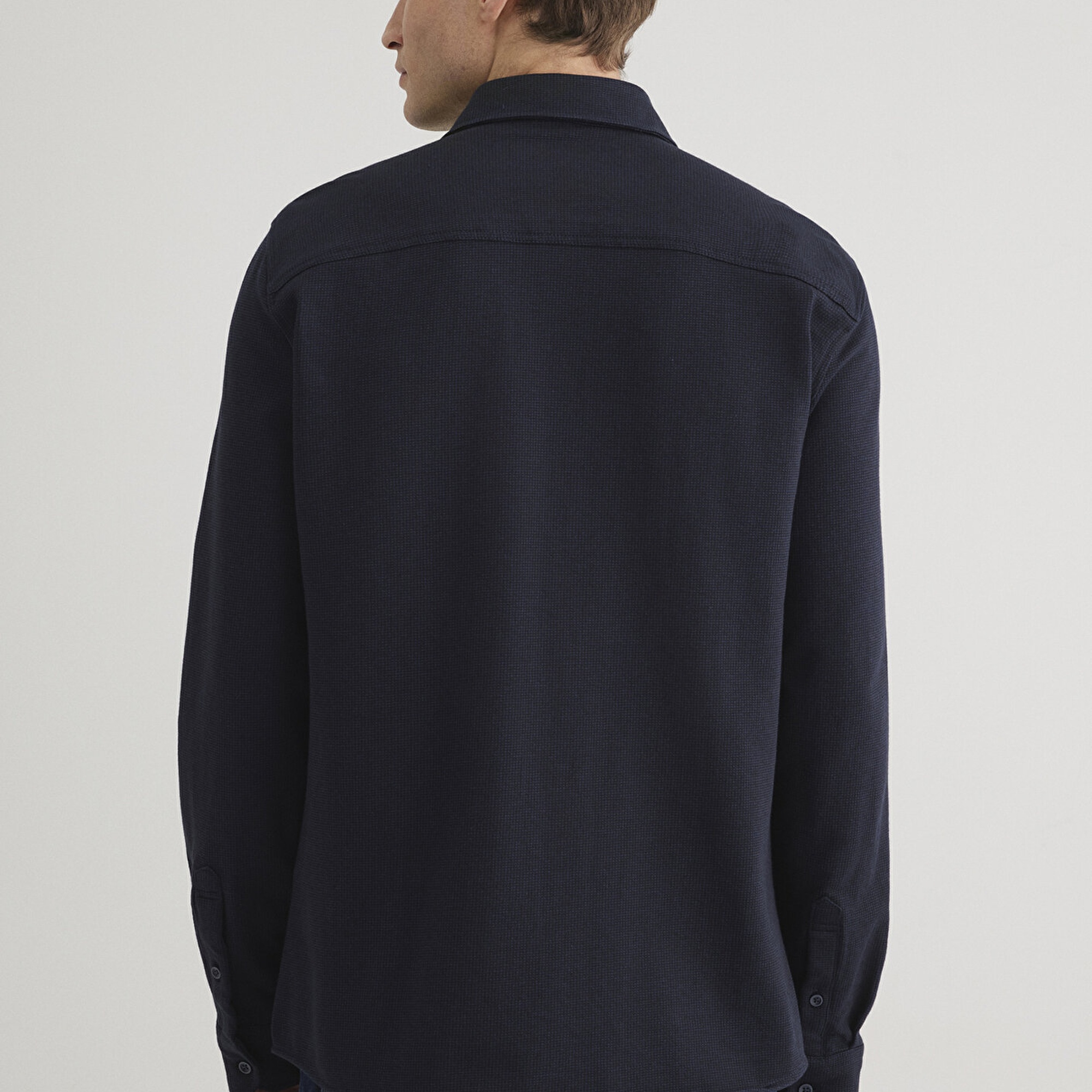 Mavi Lacivert Örme Gömlek Slim Fit / Dar Kesim 0211249-70490