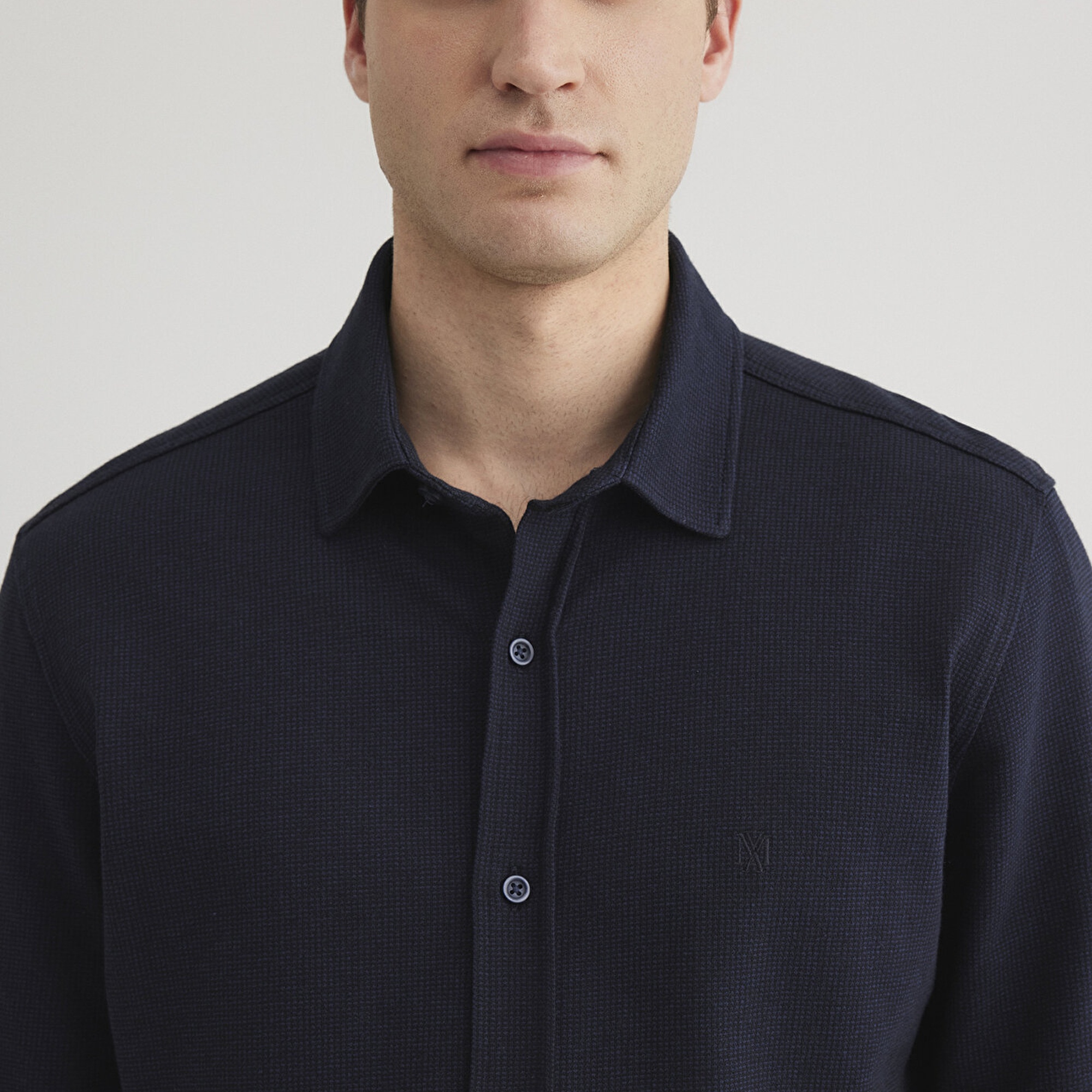 Mavi Lacivert Örme Gömlek Slim Fit / Dar Kesim 0211249-70490