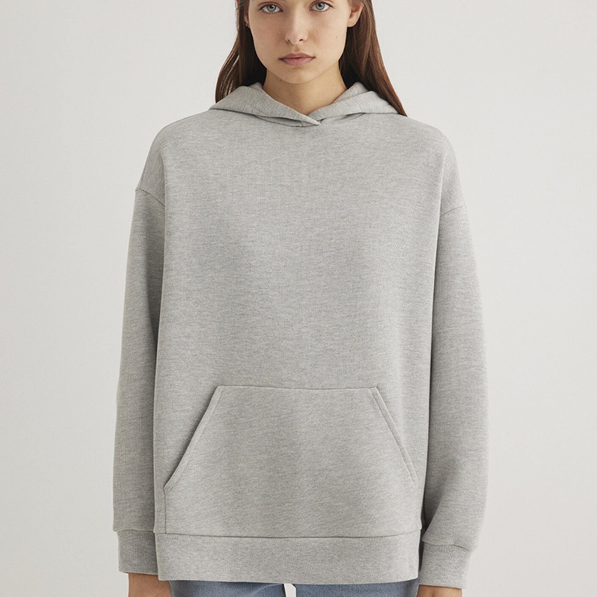 Mavi Kapüşonlu Gri Basic Sweatshirt 1S10186-83096