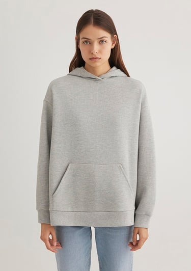  Mavi Kapüşonlu Gri Basic Sweatshirt 1S10186-83096