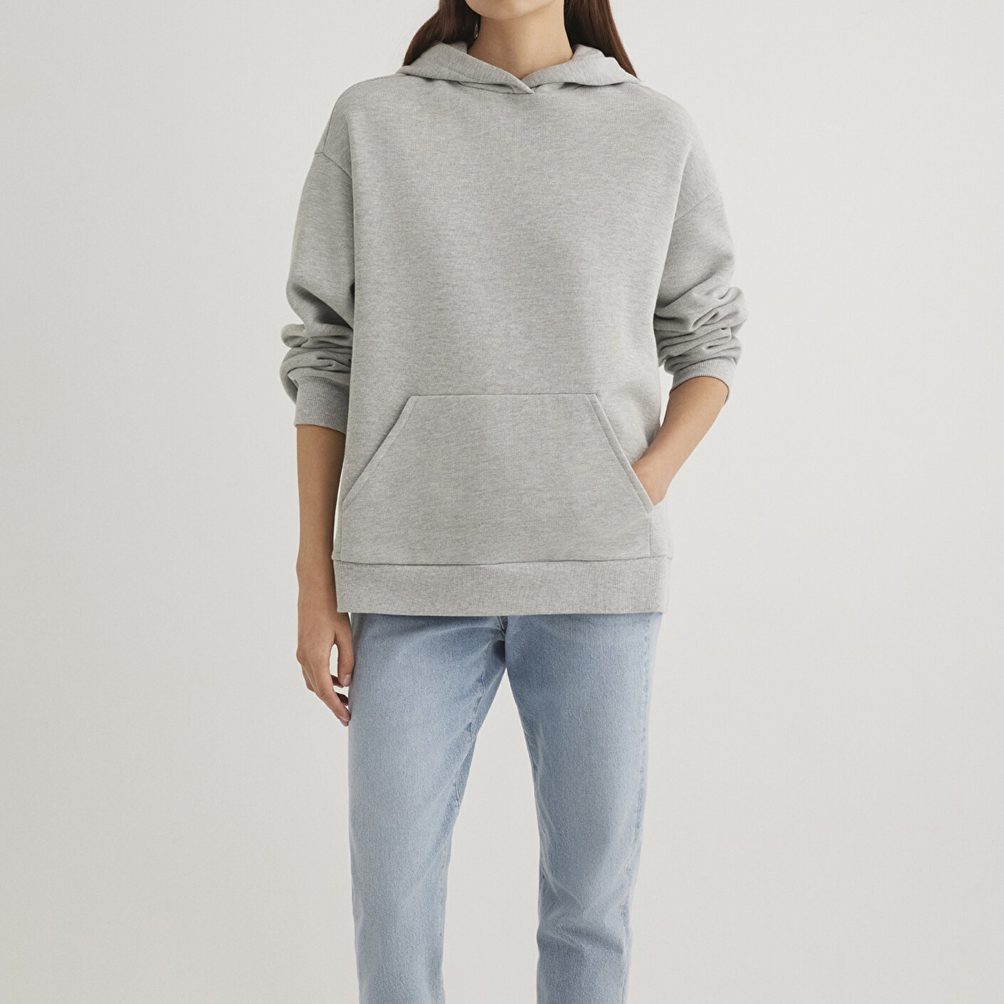 Mavi Kapüşonlu Gri Basic Sweatshirt 1S10186-83096