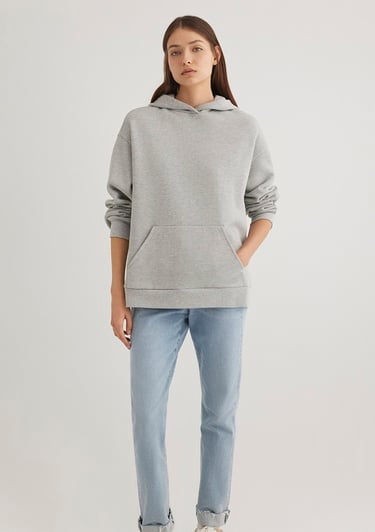  Mavi Kapüşonlu Gri Basic Sweatshirt 1S10186-83096