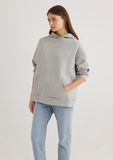  Mavi Kapüşonlu Gri Basic Sweatshirt 1S10186-83096
