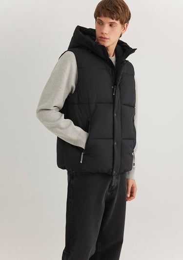  Mavi Kapüşonlu Siyah Şişme Yelek Regular Fit / Normal Kesim 0110306-900