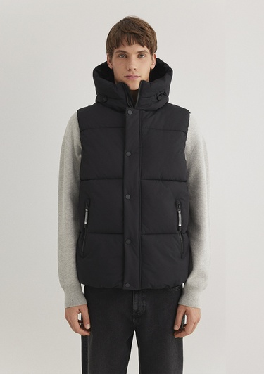  Mavi Kapüşonlu Siyah Şişme Yelek Regular Fit / Normal Kesim 0110306-900