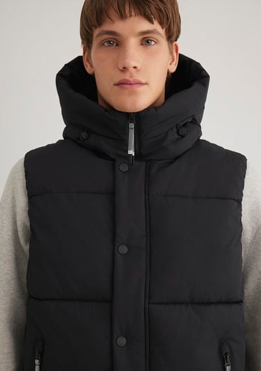  Mavi Kapüşonlu Siyah Şişme Yelek Regular Fit / Normal Kesim 0110306-900