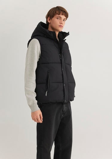  Mavi Kapüşonlu Siyah Şişme Yelek Regular Fit / Normal Kesim 0110306-900