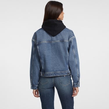  Guess Oversize Trucker Eco Recy Riverside Indi Kadın Mavi Ceket