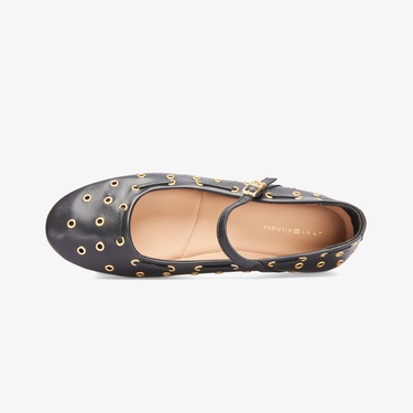  Tommy Hilfiger Maryjane Ballerına Eyelets Kadın Siyah Babet