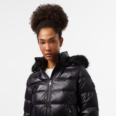  Tommy Hilfiger Gloss Down With Fur Kadın Siyah Ceket