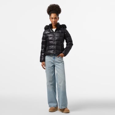  Tommy Hilfiger Gloss Down With Fur Kadın Siyah Ceket