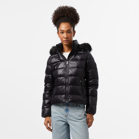  Tommy Hilfiger Gloss Down With Fur Kadın Siyah Ceket