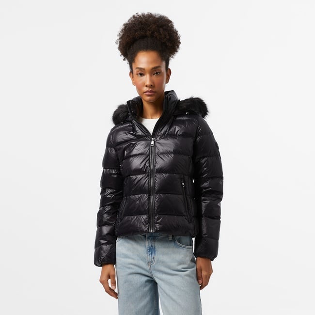  Tommy Hilfiger Gloss Down With Fur Kadın Siyah Ceket