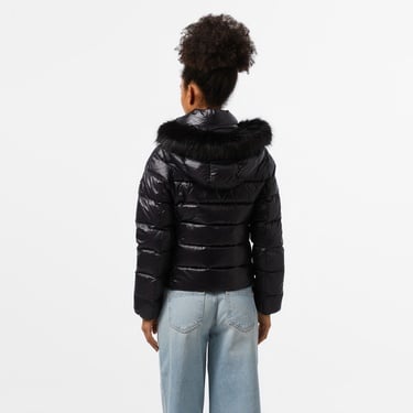  Tommy Hilfiger Gloss Down With Fur Kadın Siyah Ceket