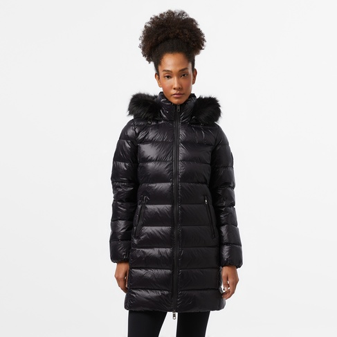  Tommy Hilfiger Gloss Down With Fur Kadın Siyah Mont