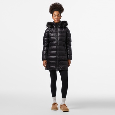 Tommy Hilfiger Gloss Down With Fur Kadın Siyah Mont