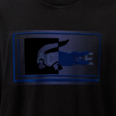  Lacoste Erkek Regular Fit Bisiklet Yaka Baskılı Siyah T-Shirt